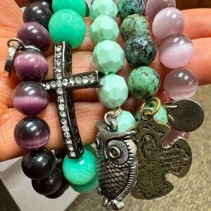 Set of 5 bead bracelets, two are Ti Sento brand